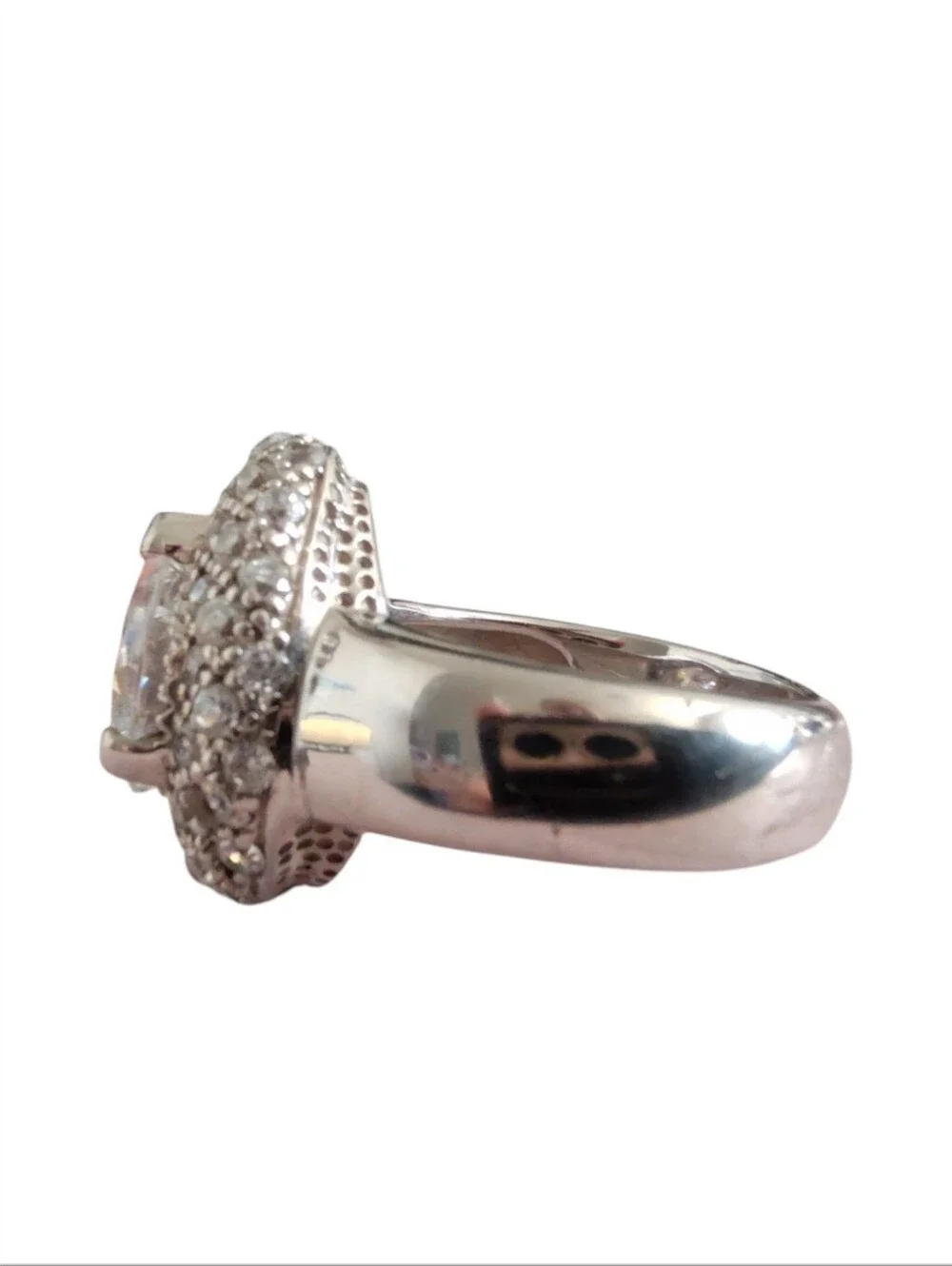 UTC Ultimate Trading Co 925 Sterling Silver Pear Cut CZ Double Halo Ring Sz 6
